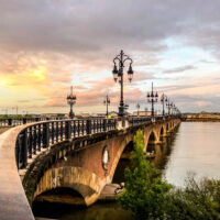 Pont de Pierre, old and famous bridge in Bordeaux. The first bridge over Garonne river